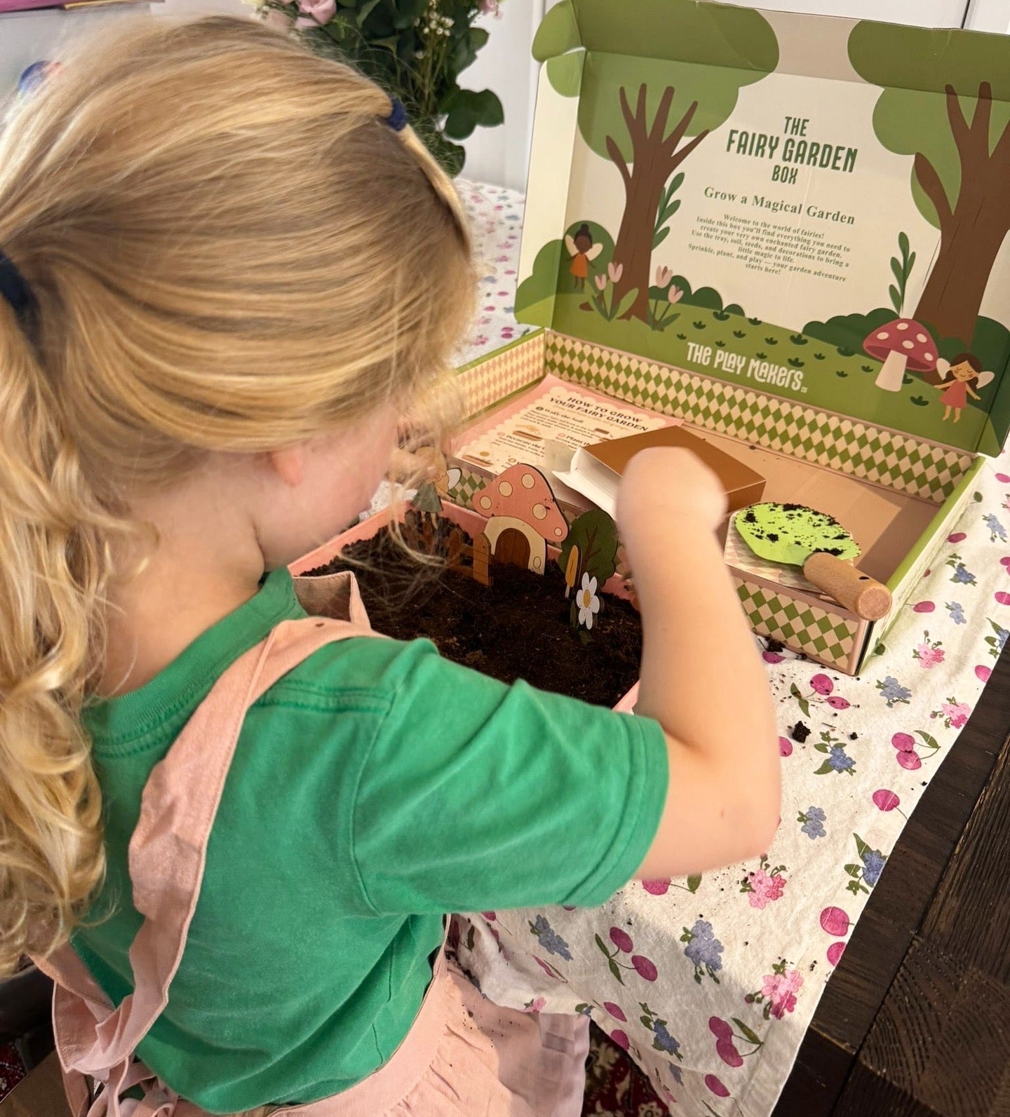Fairy Garden Starter Kit with Apron, Tray, Shovel, Fairies, Soil and Seeds