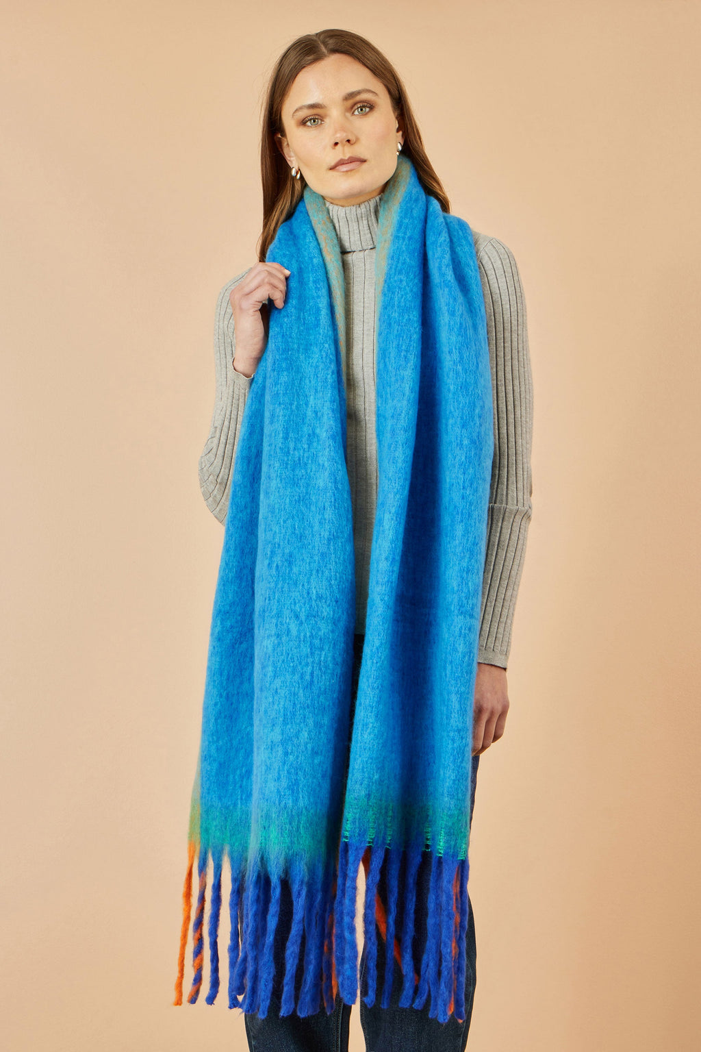 Blue Colour Block Scarf