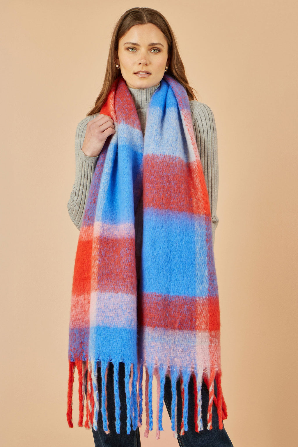 Orange and Black Check Soft Scarf