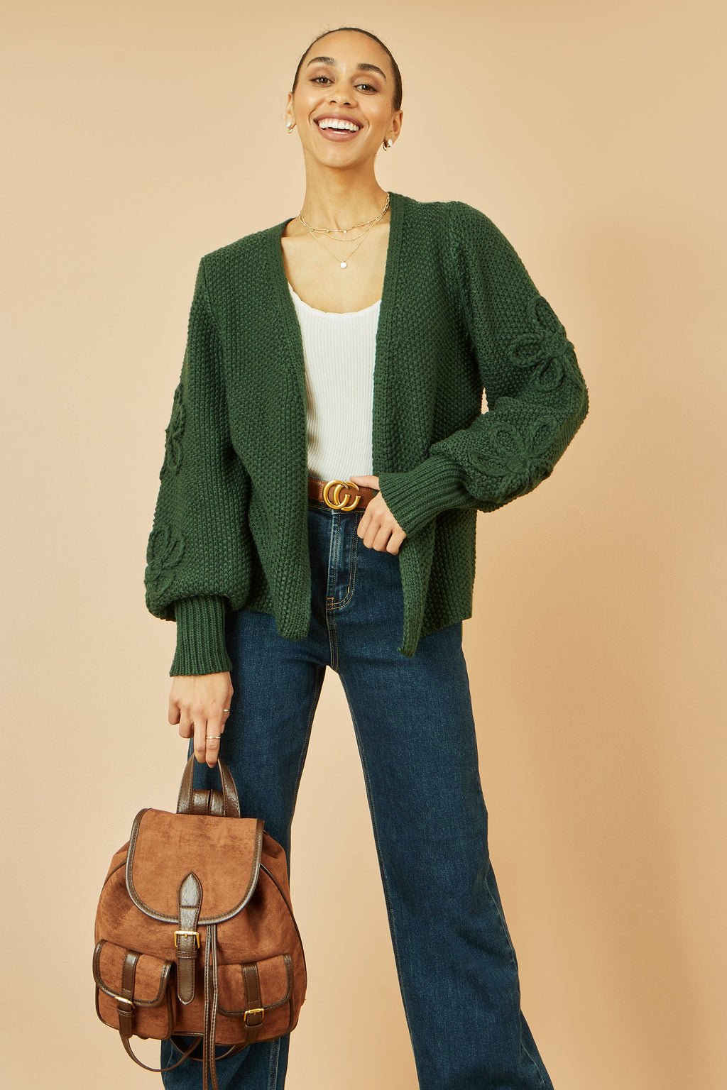 Tan Faux Suede Pocket Rucksack