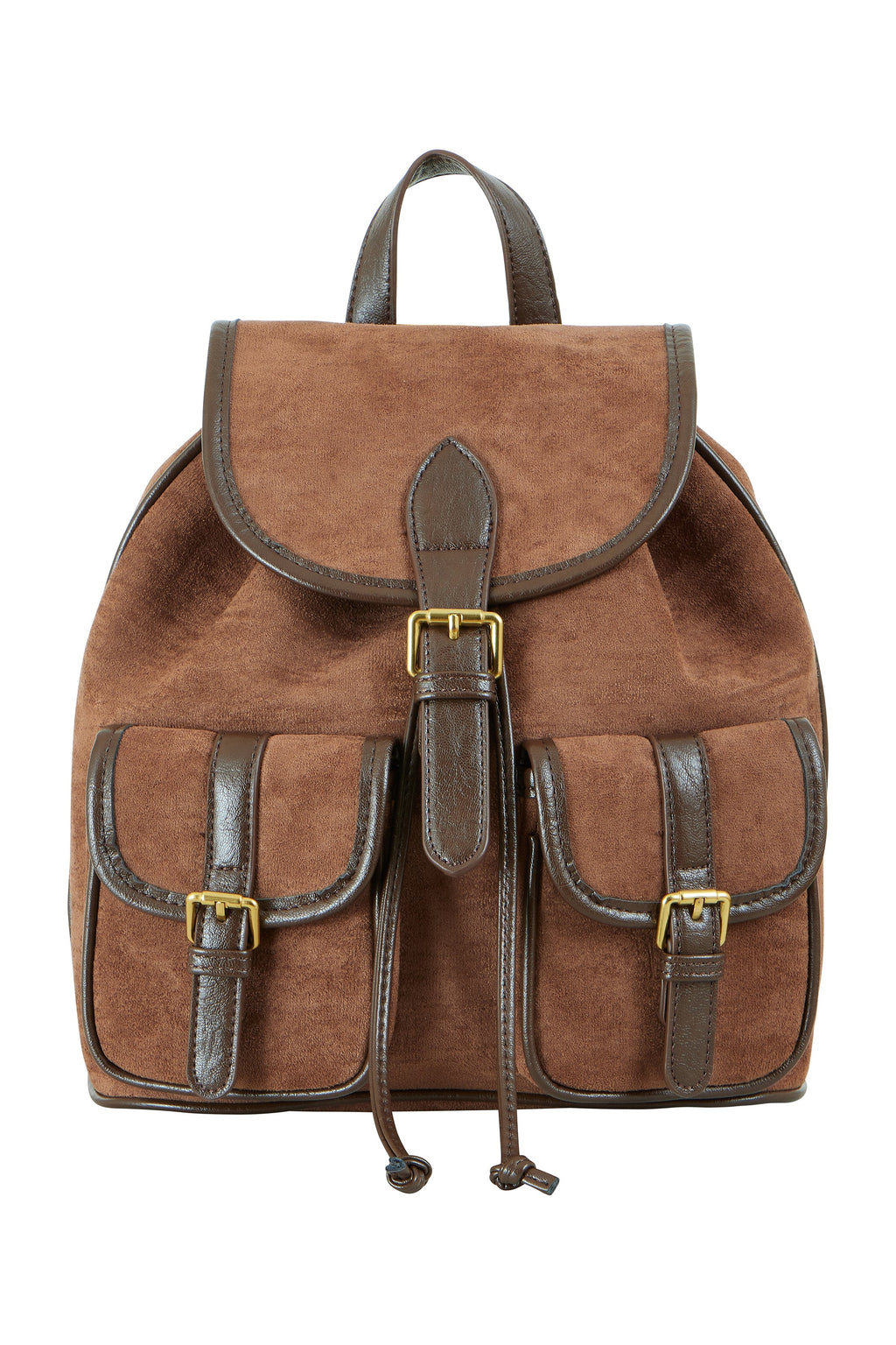Tan Faux Suede Pocket Rucksack