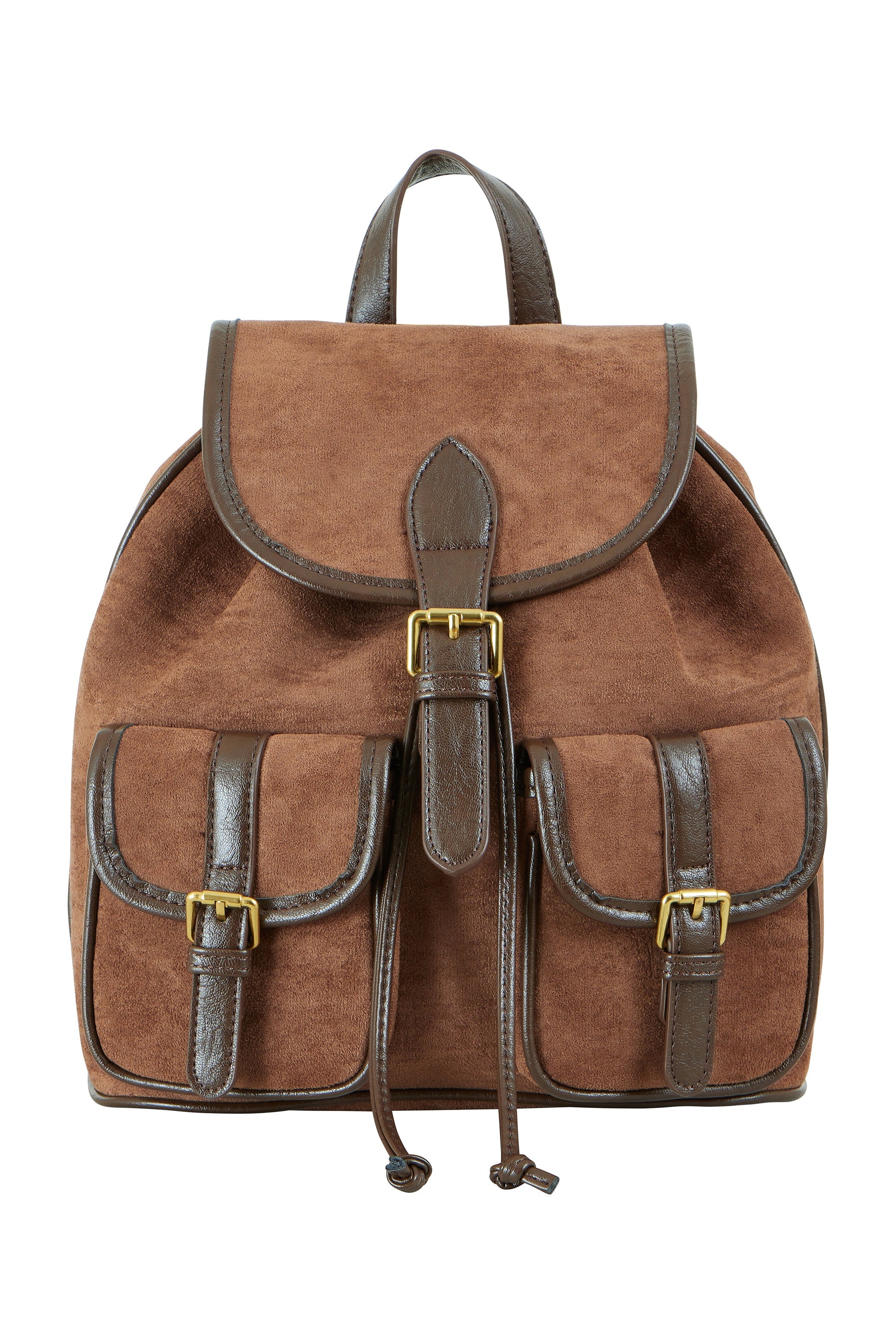 Tan Faux Suede Pocket Rucksack