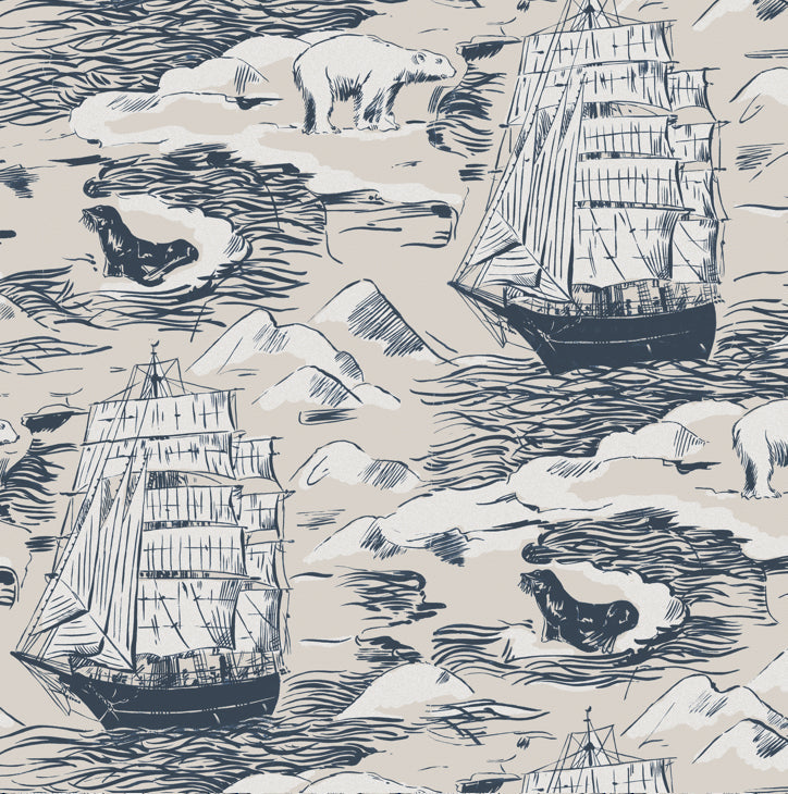 Arctic Quest Monochrome Ice Wallpaper