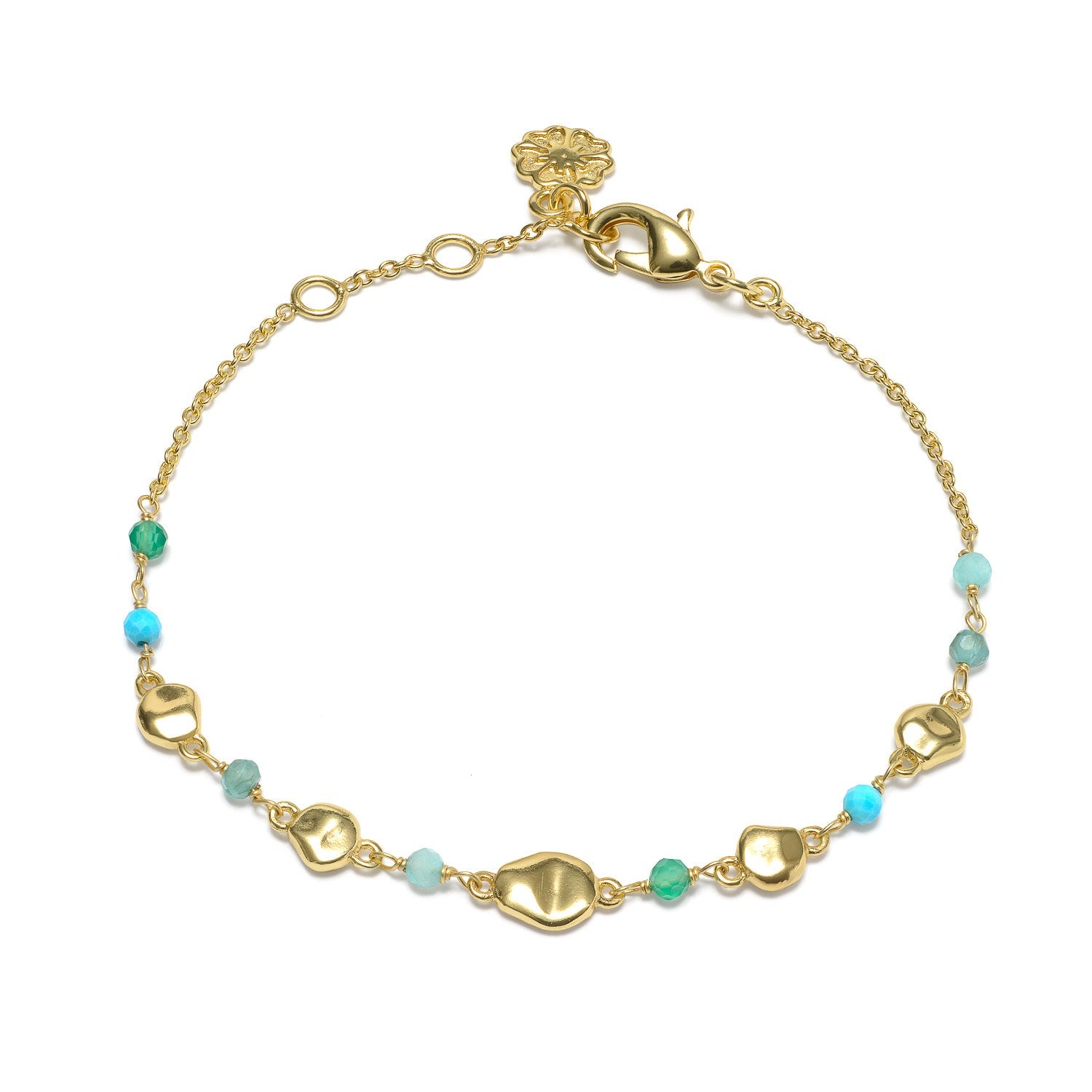 Sofia Nugget Bracelet in Amazonite, Apatite, Turquoise and Green White Jade