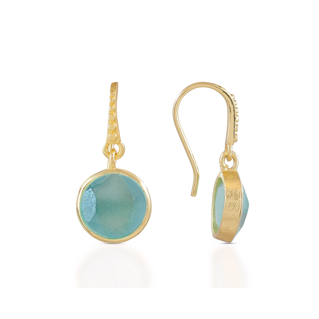 Round Pariba Onyx Drop Earrings in Gold