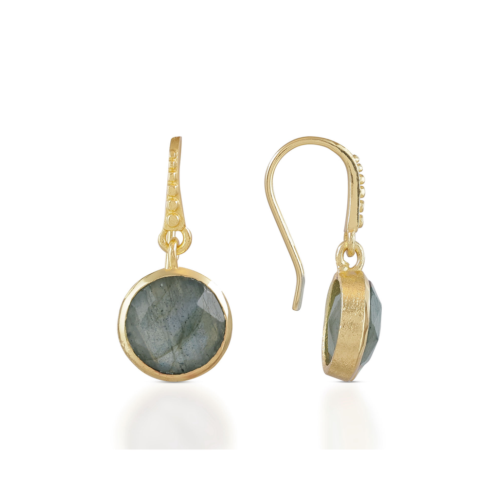 Charis Round Labradorite Drop Earrings