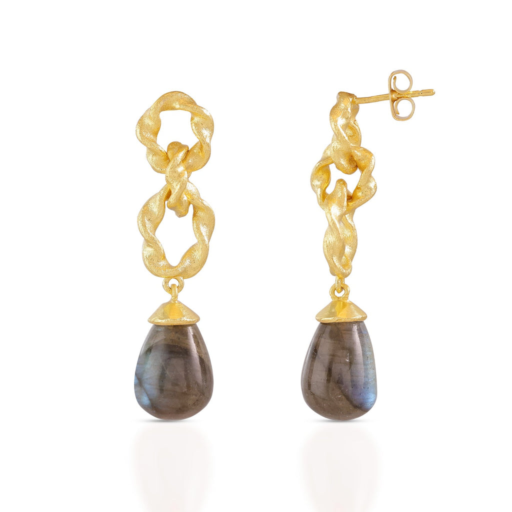 Double Twisted Loops Earrings in Labradorite