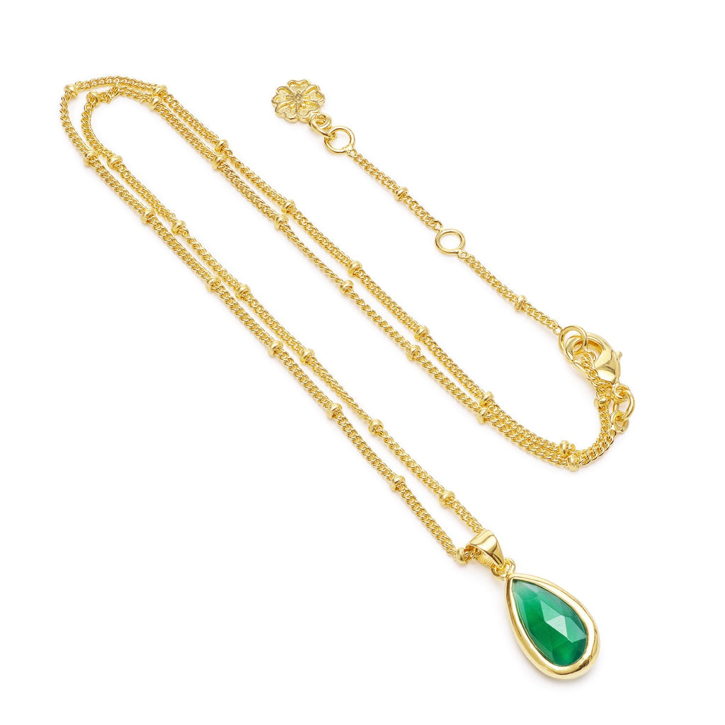 Simi Teardrop Gemstone Pendant with Green Onyx