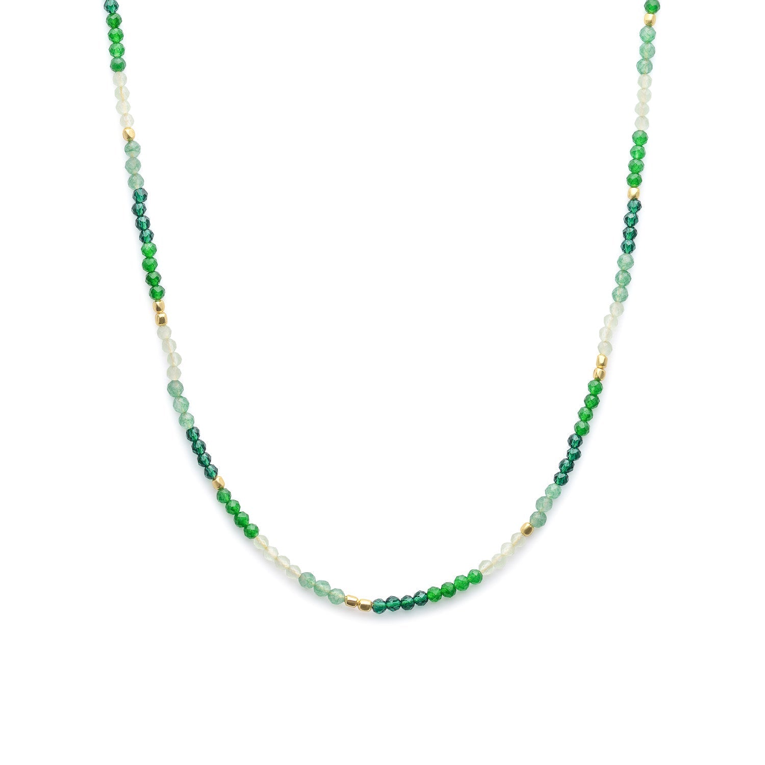 Mixed Gemstone Beaded Necklace with Prehnite, Moss Agate and Green Aventurine