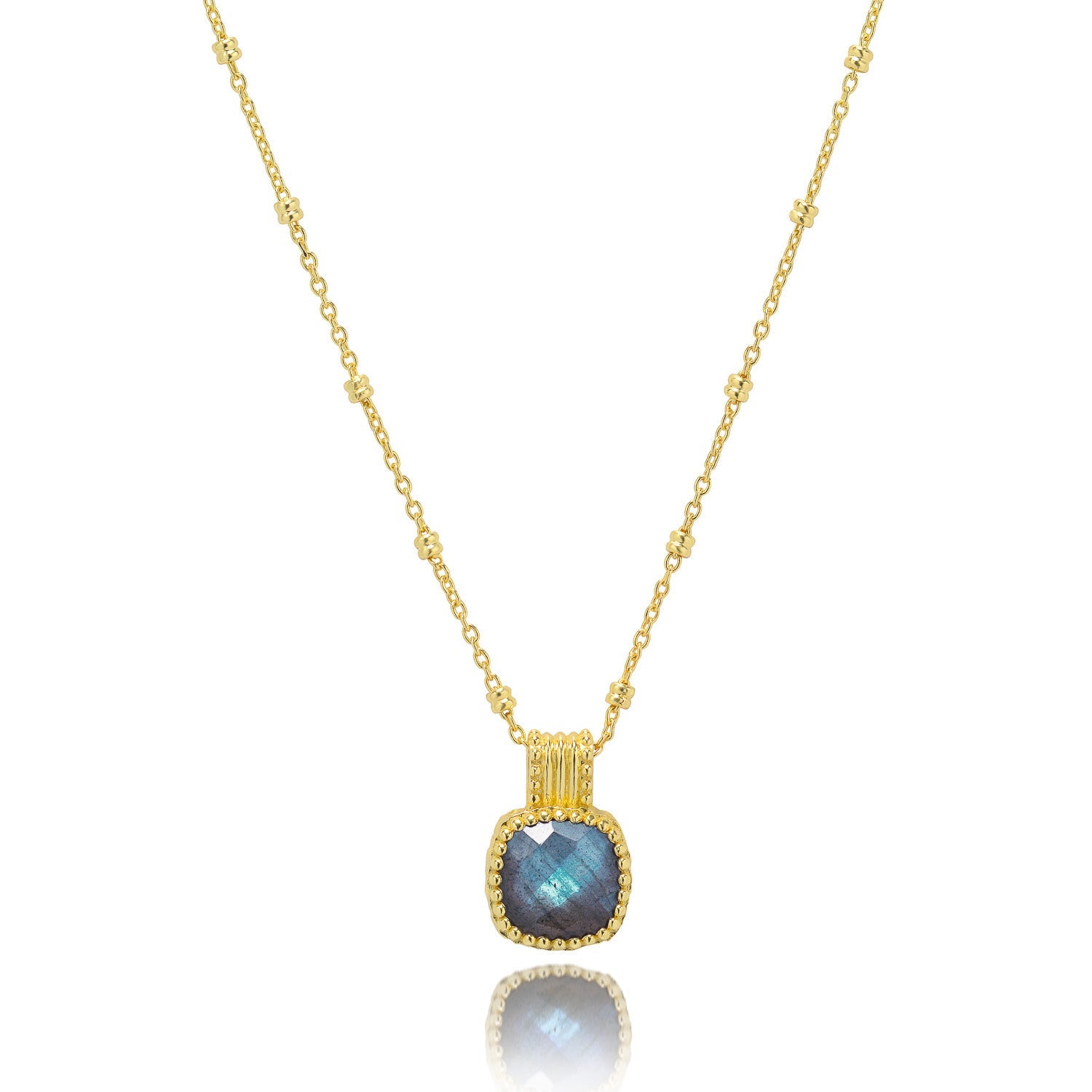 Tetra Square Labradorite Pendant in Gold