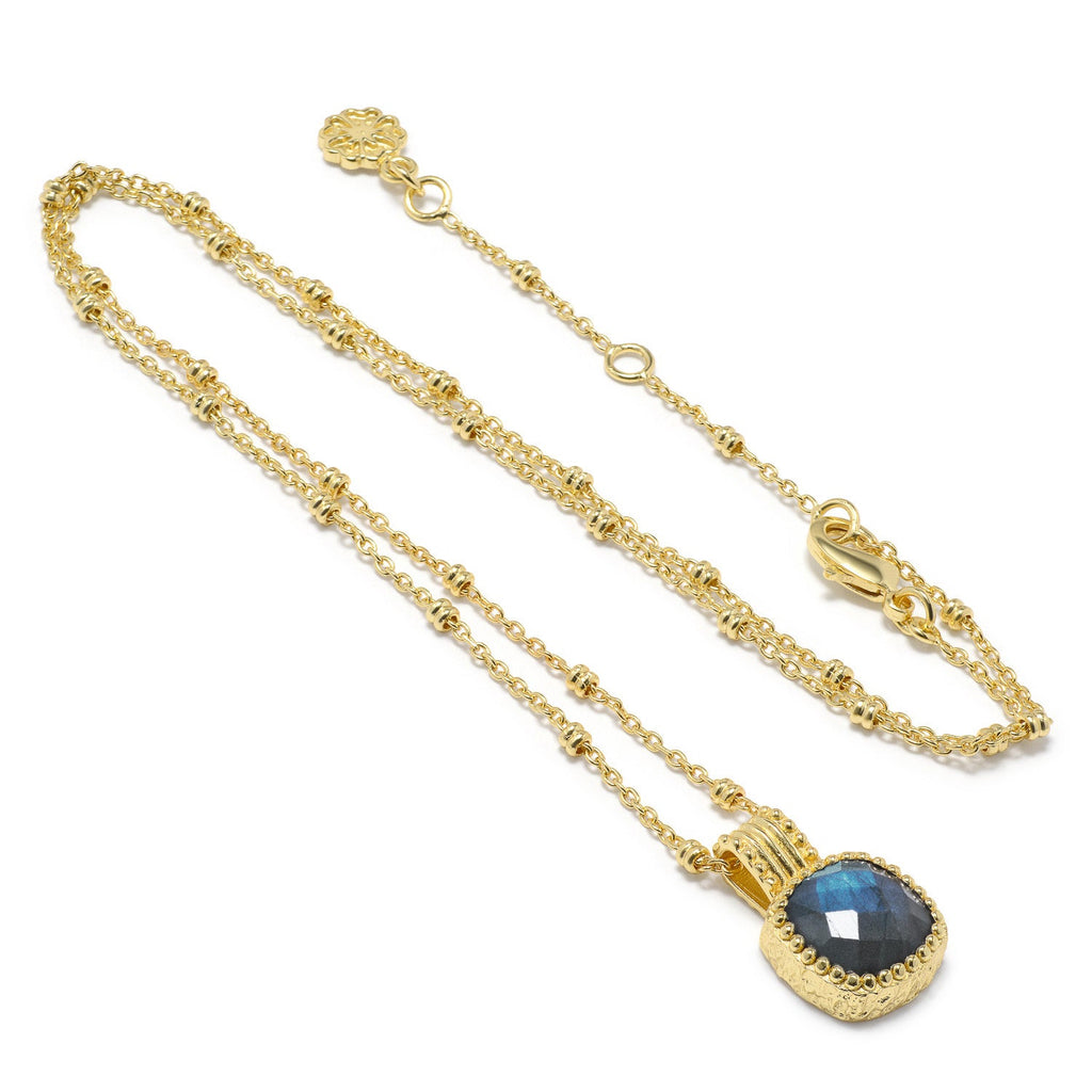 Tetra Square Labradorite Pendant in Gold