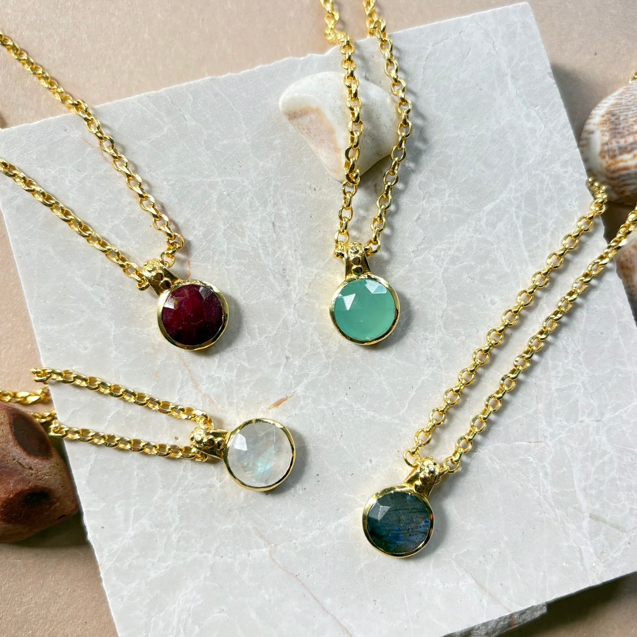 Charis Round Gemstone Necklace Pariba Onyx