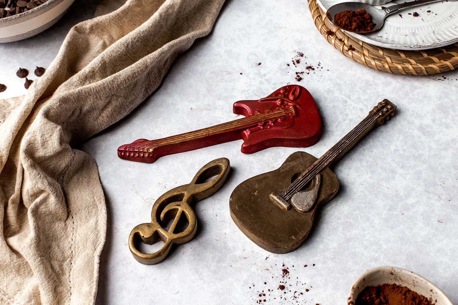 Music Fans Chocolate Gift Box with Acoustic Guitar, Electric Guitar and Music Note