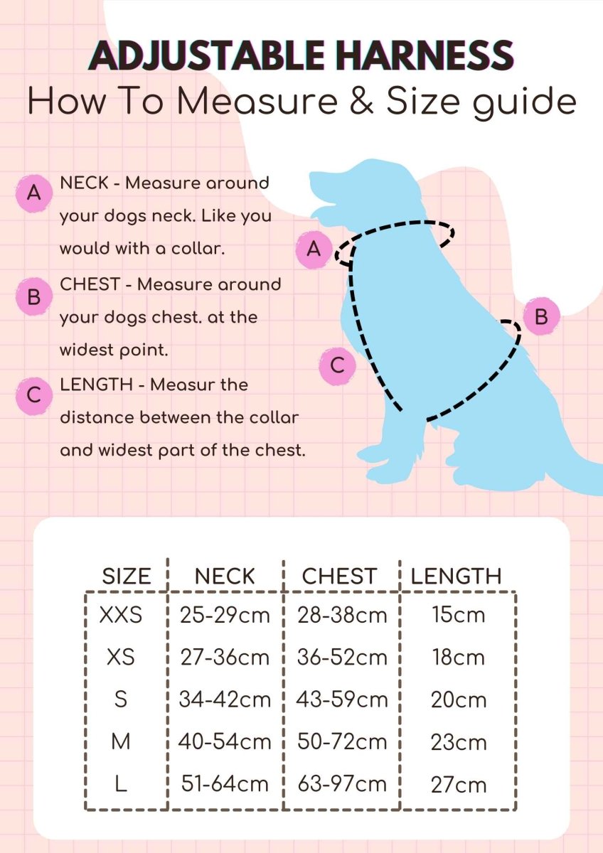 Peachy Hearts Adjustable Dog Harness