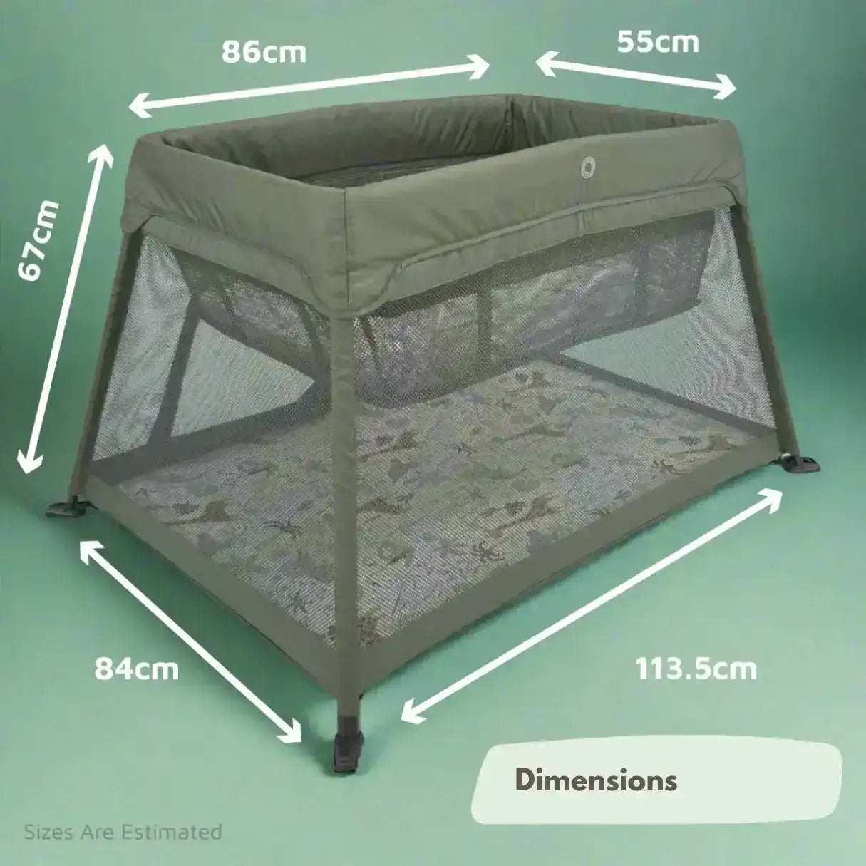 Travel Cot with Newborn Bassinet Insert in Green