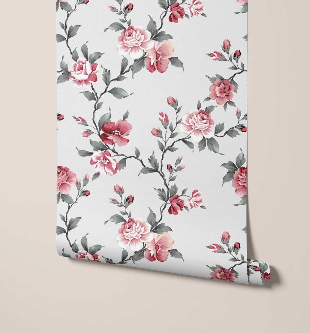 Alison Pink Peony Floral Wallpaper