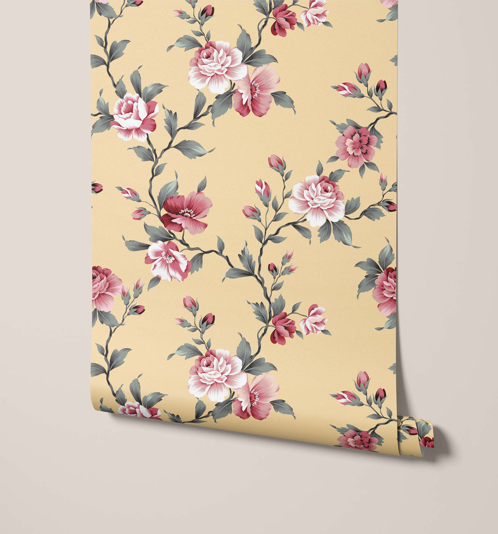 Alison Pink Peony Floral Wallpaper