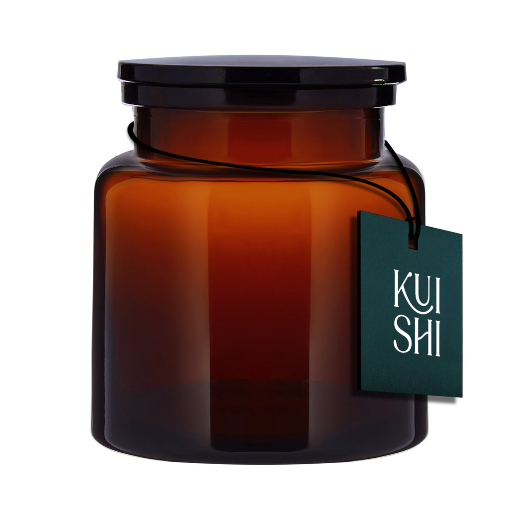 Amber Glass Bathroom Storage Jars