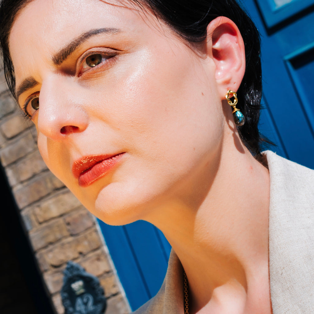 Twisted Loop Earrings in Pariba Onyx
