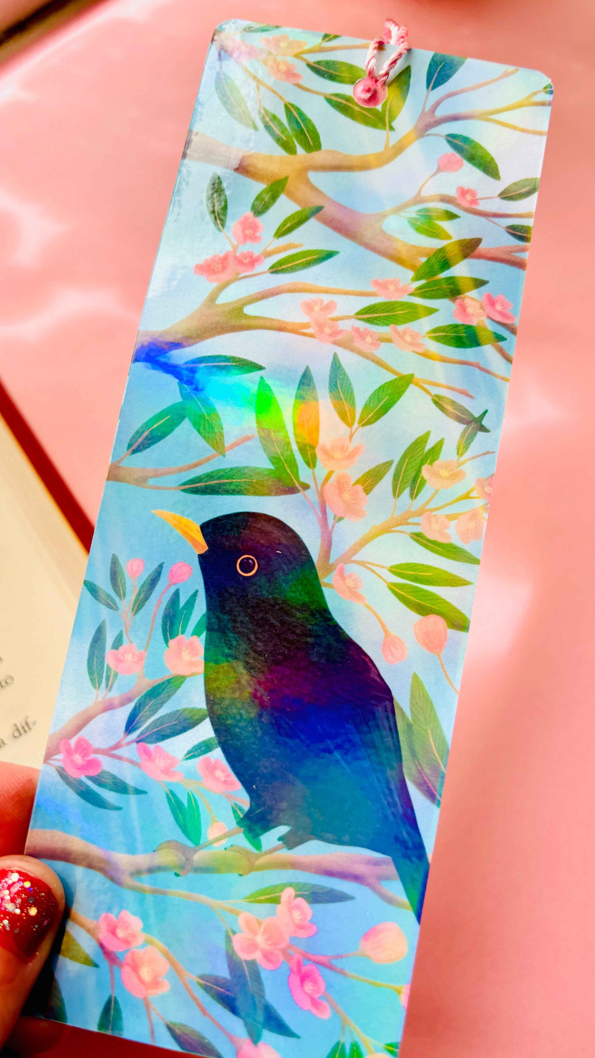 Handmade Holographic Blackbird Bookmark