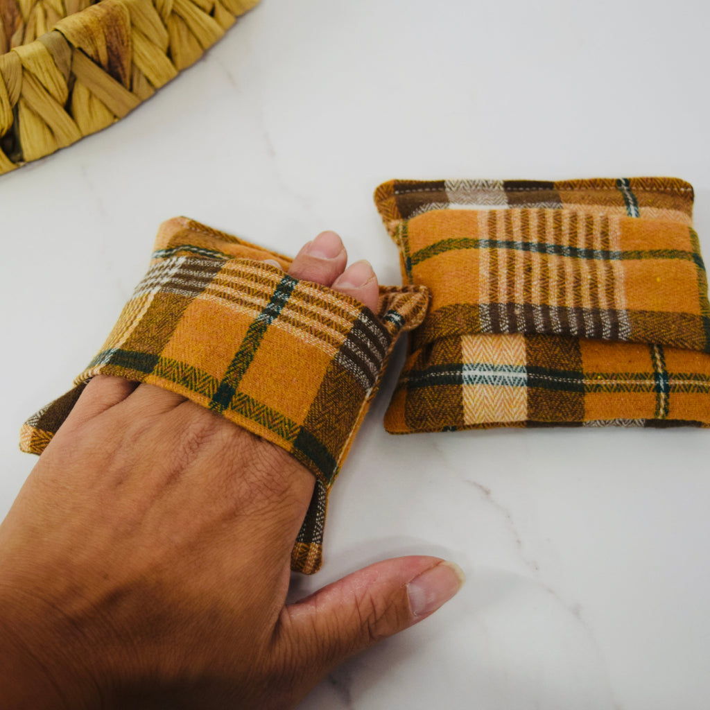 Hand Warmers – Soft Burnt Orange Highland Tartan