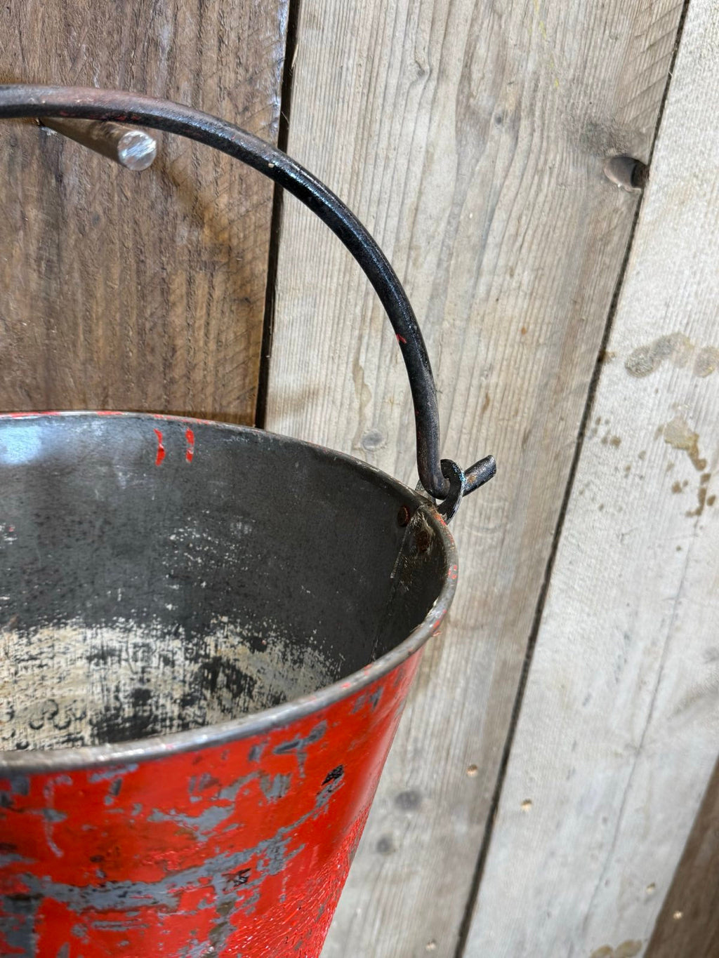 Vintage Galvanised Hanging Fire Bucket Plant Pot Planter