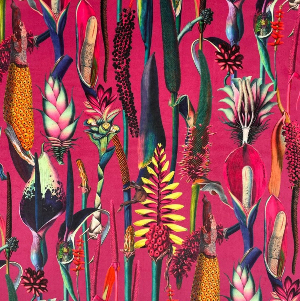 Botanical Cerise pink cone lampshade, extra tall lampshade