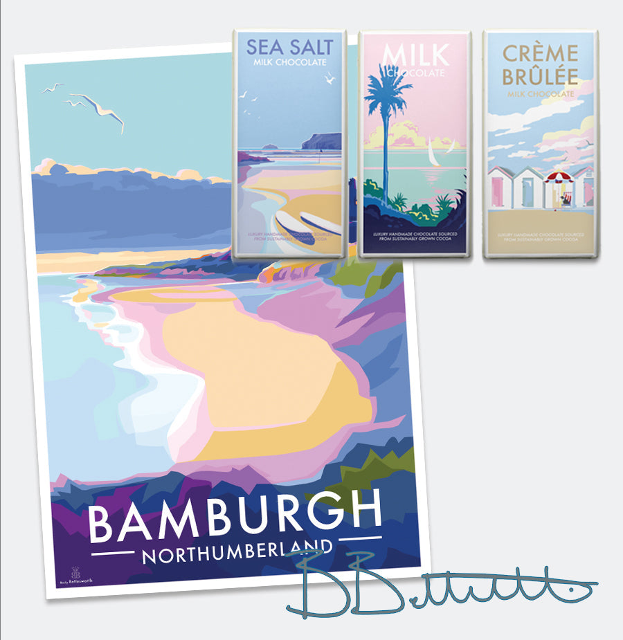 Bamburgh Castle Seaside Travel Poster Print
