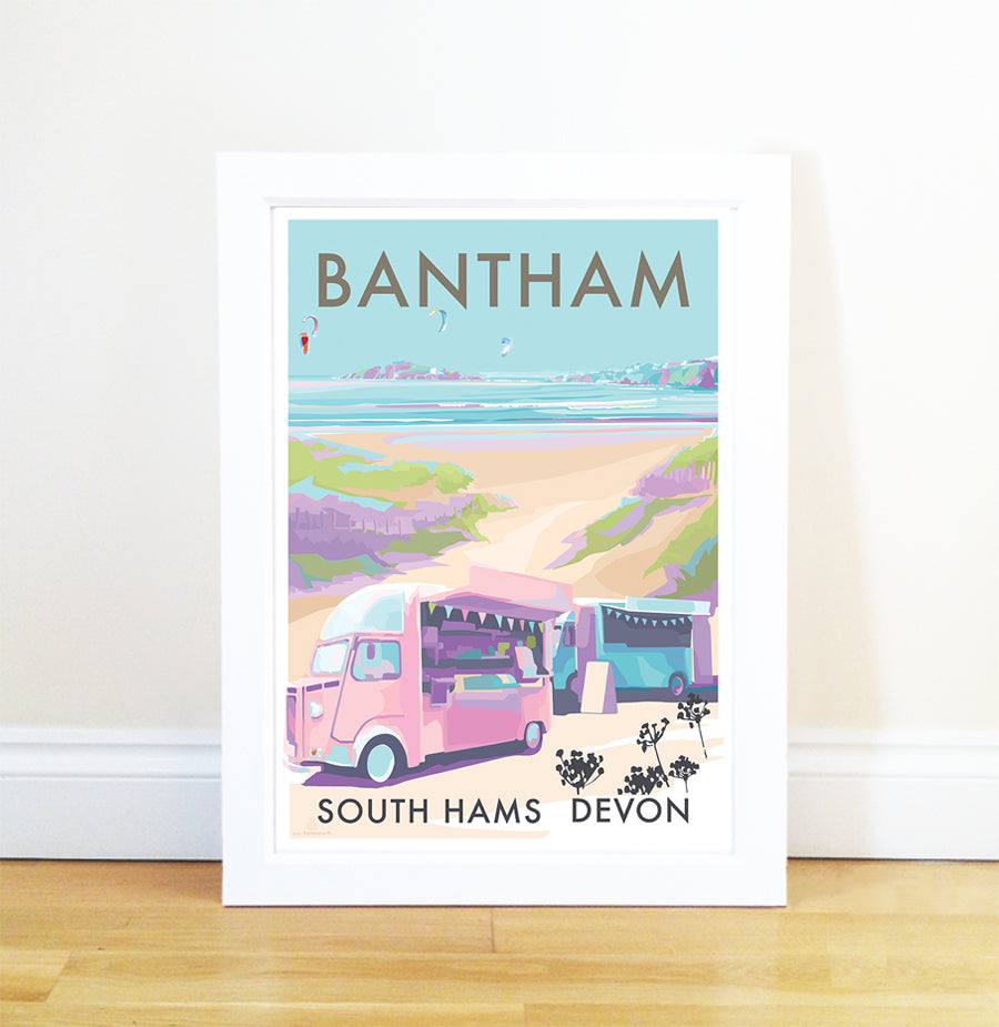 Bantham Buses Seaside Print A4