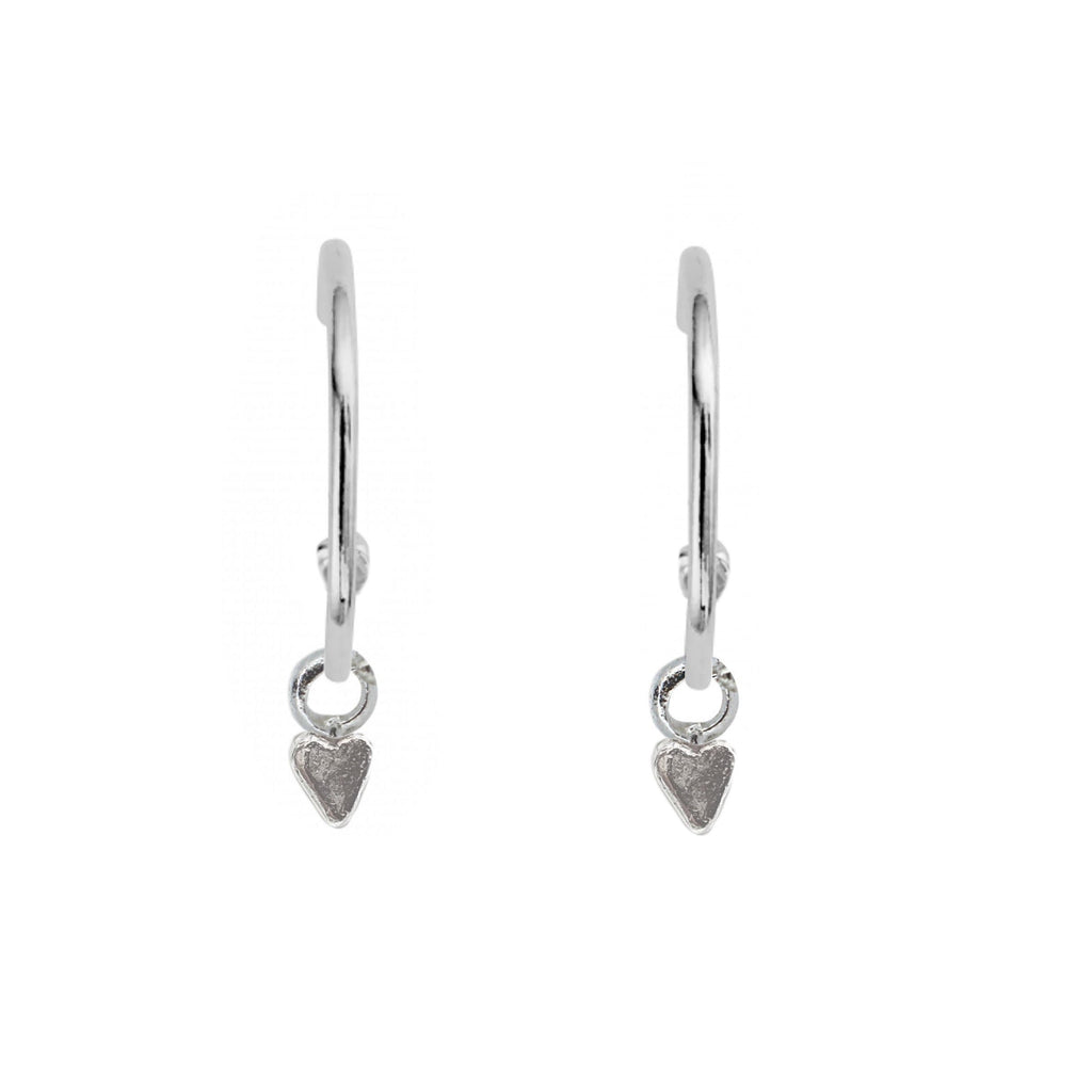 Baby Heart Hoops in Sterling Silver