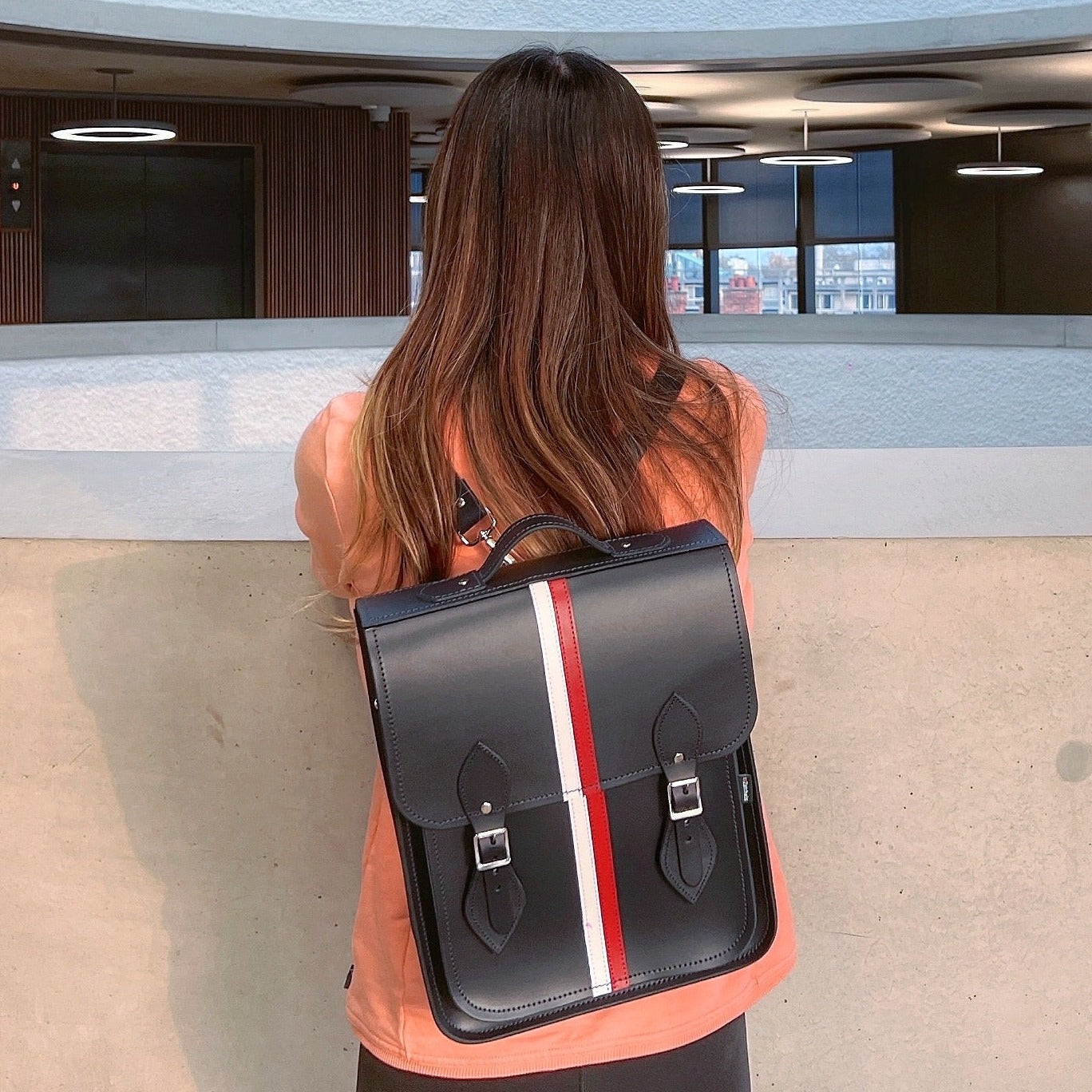 Handmade Leather City Backpack in Navy