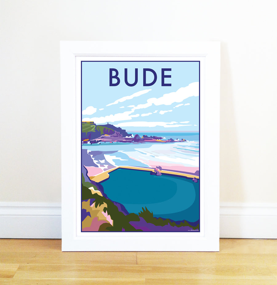 Bude Vintage Seaside Travel Poster Print