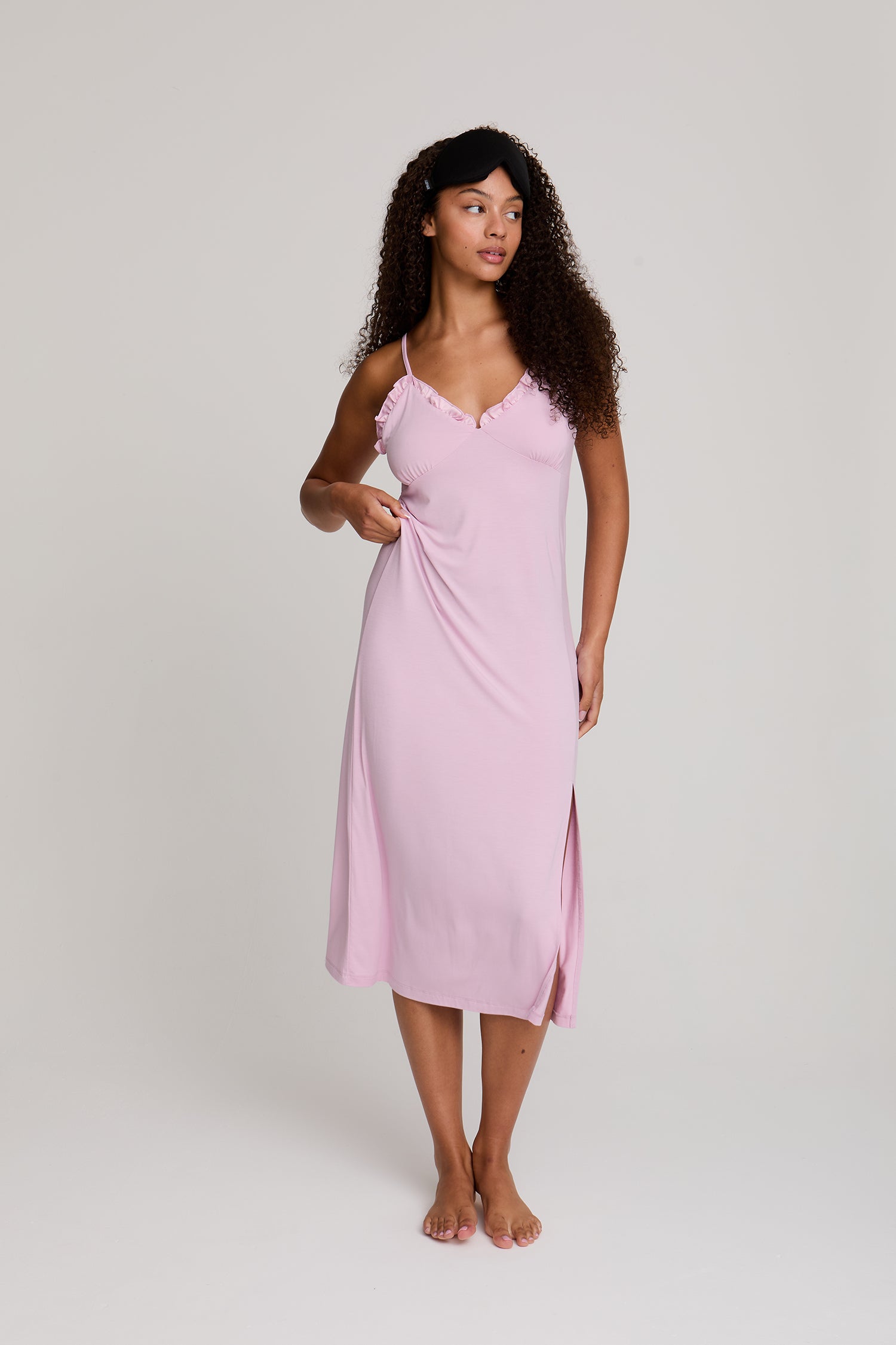 Bamboo Frill Chemise in Blush