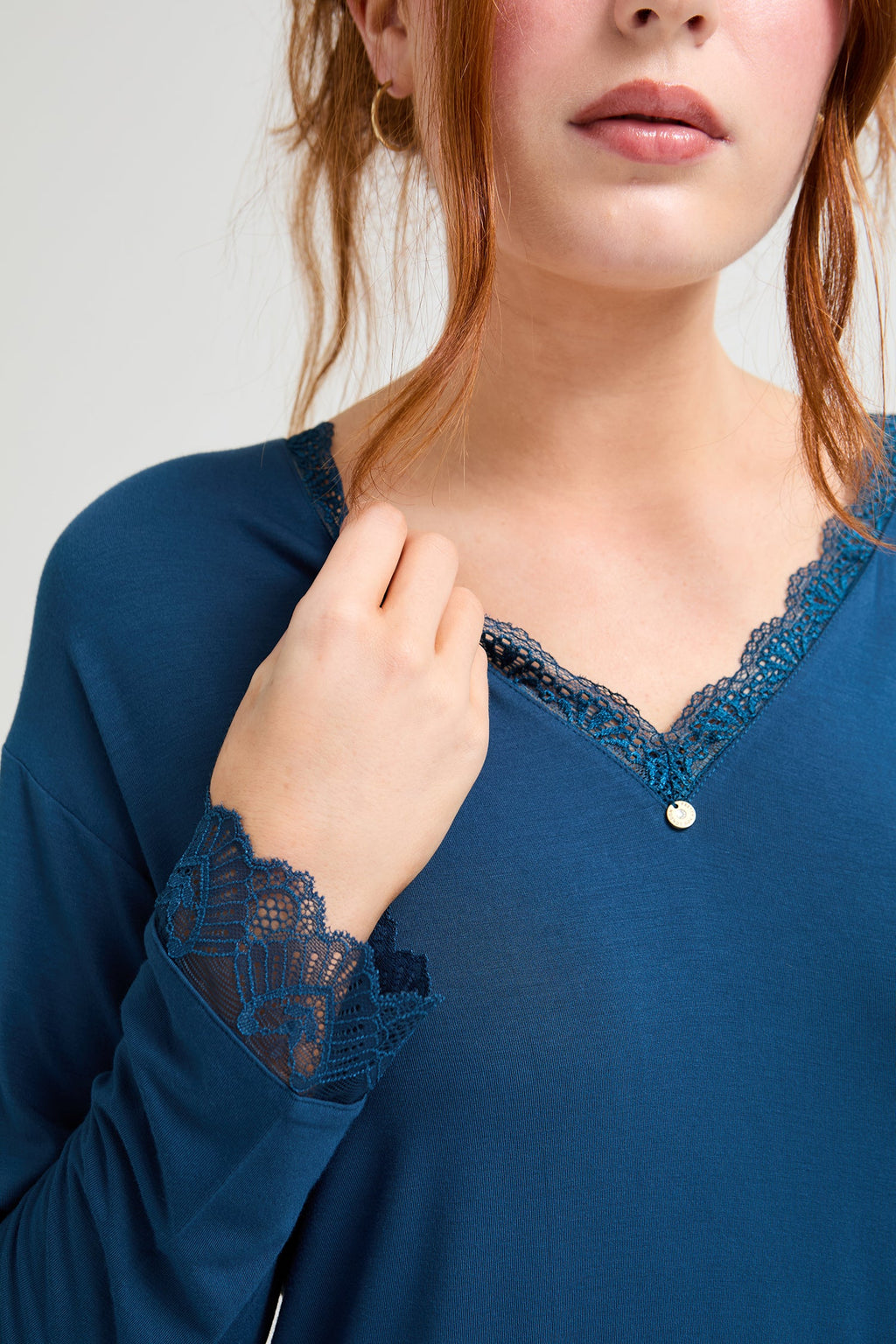 Bamboo Lace Nightdress in Teal