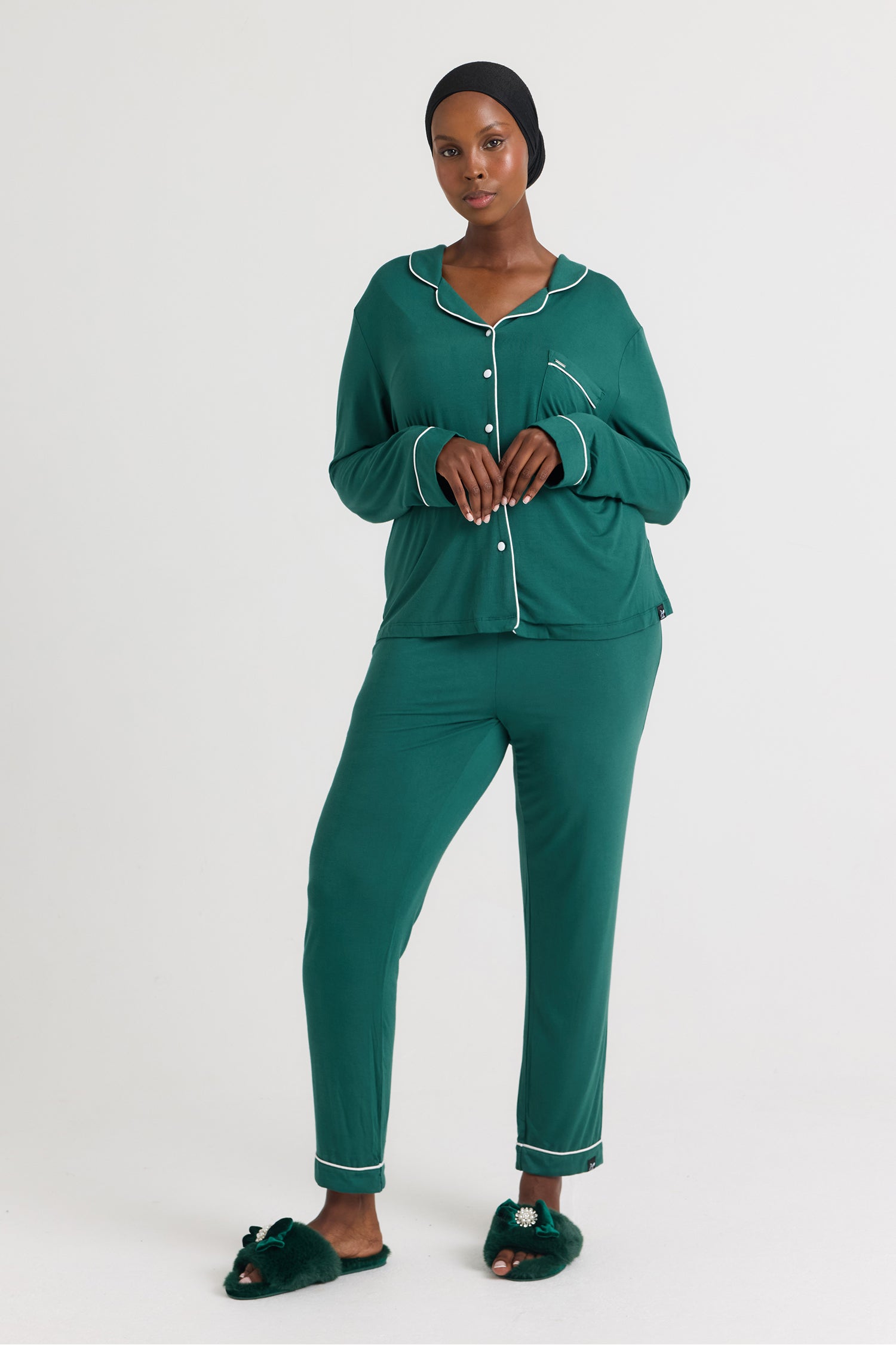 Bamboo Long Pyjama Set in Green