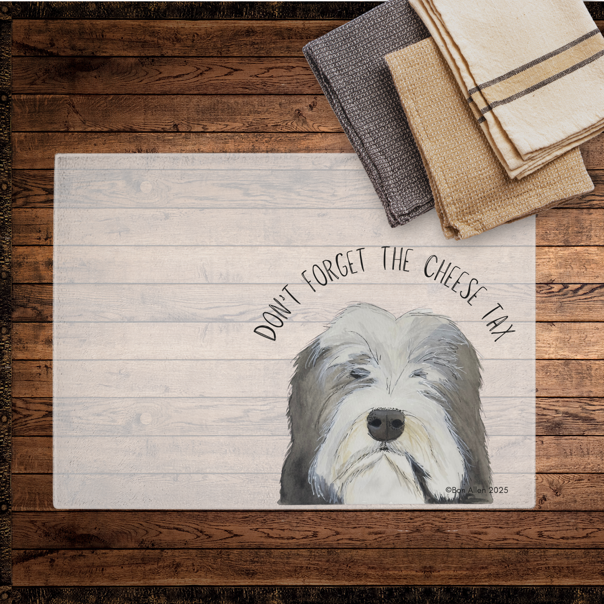 Bearded Collie Cheese Tax Chopping Board