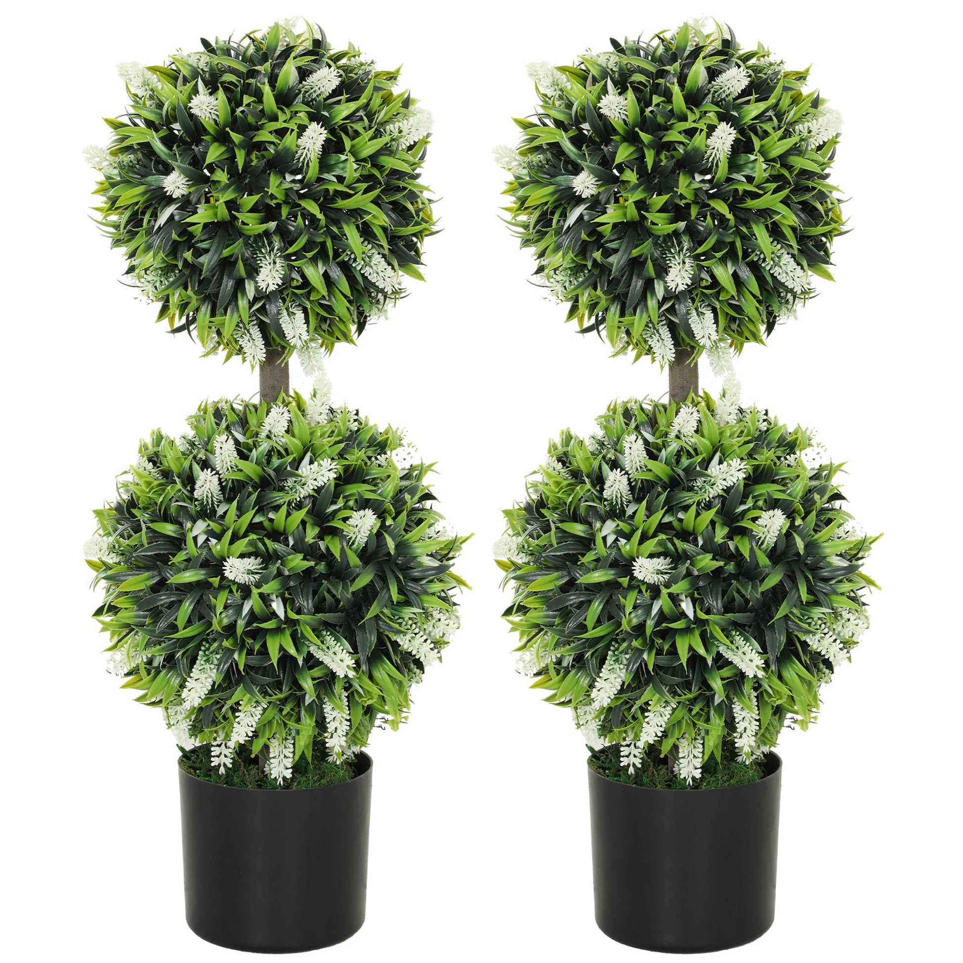 Set of 2 Potted Artificial Plants with Lavender Flowers