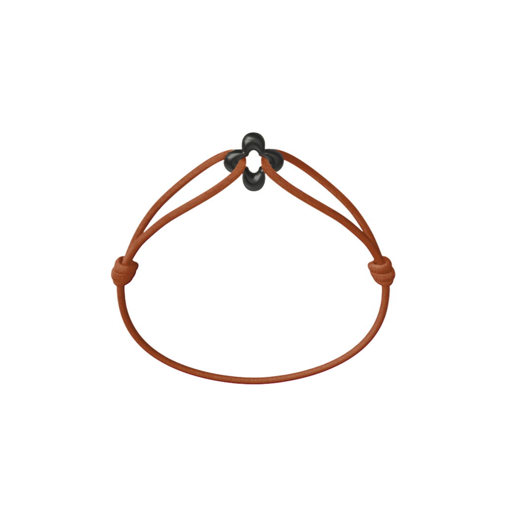 Mini Black Clover Onyx Cord Bracelet