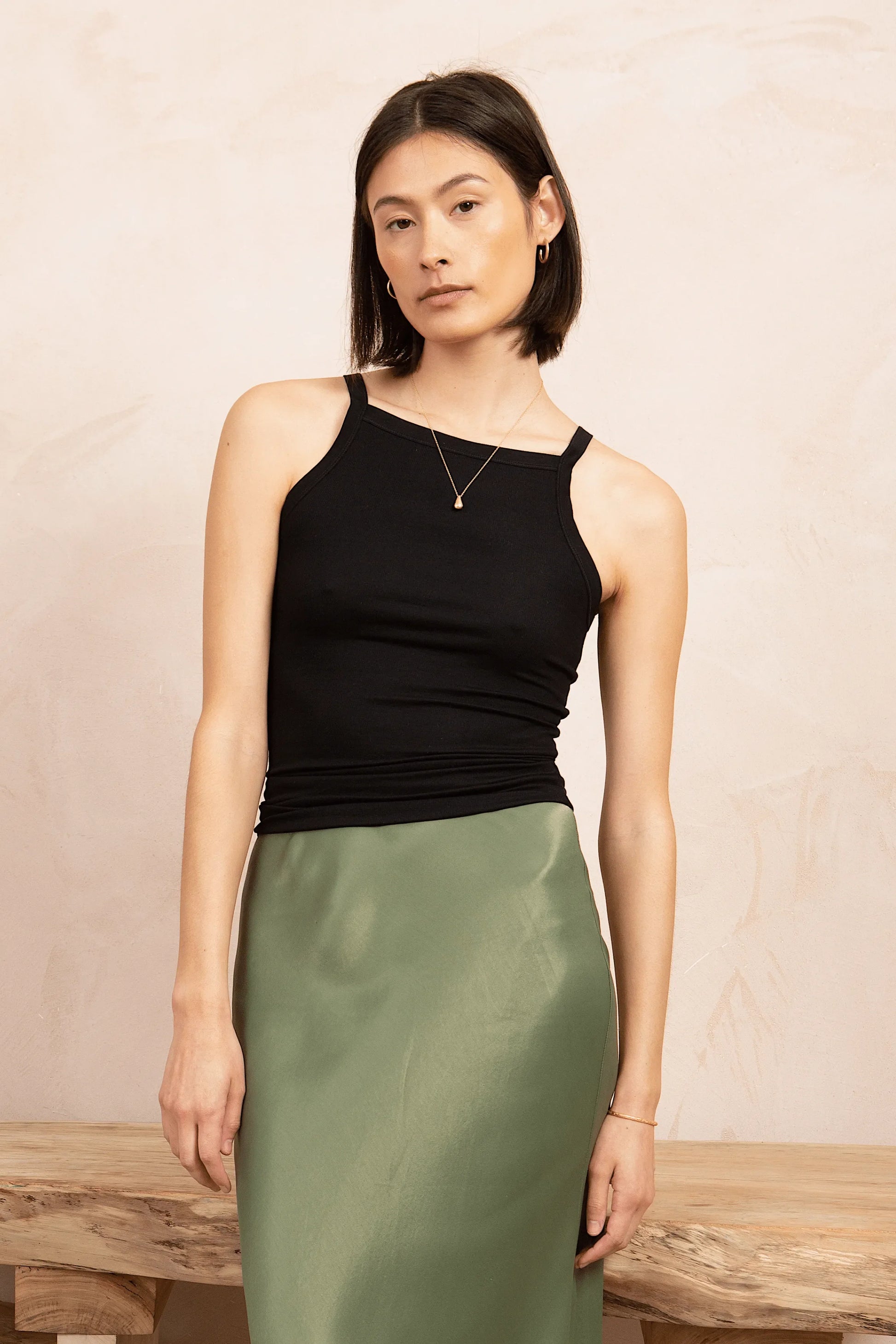 High Neck Tank Top in Lyocell