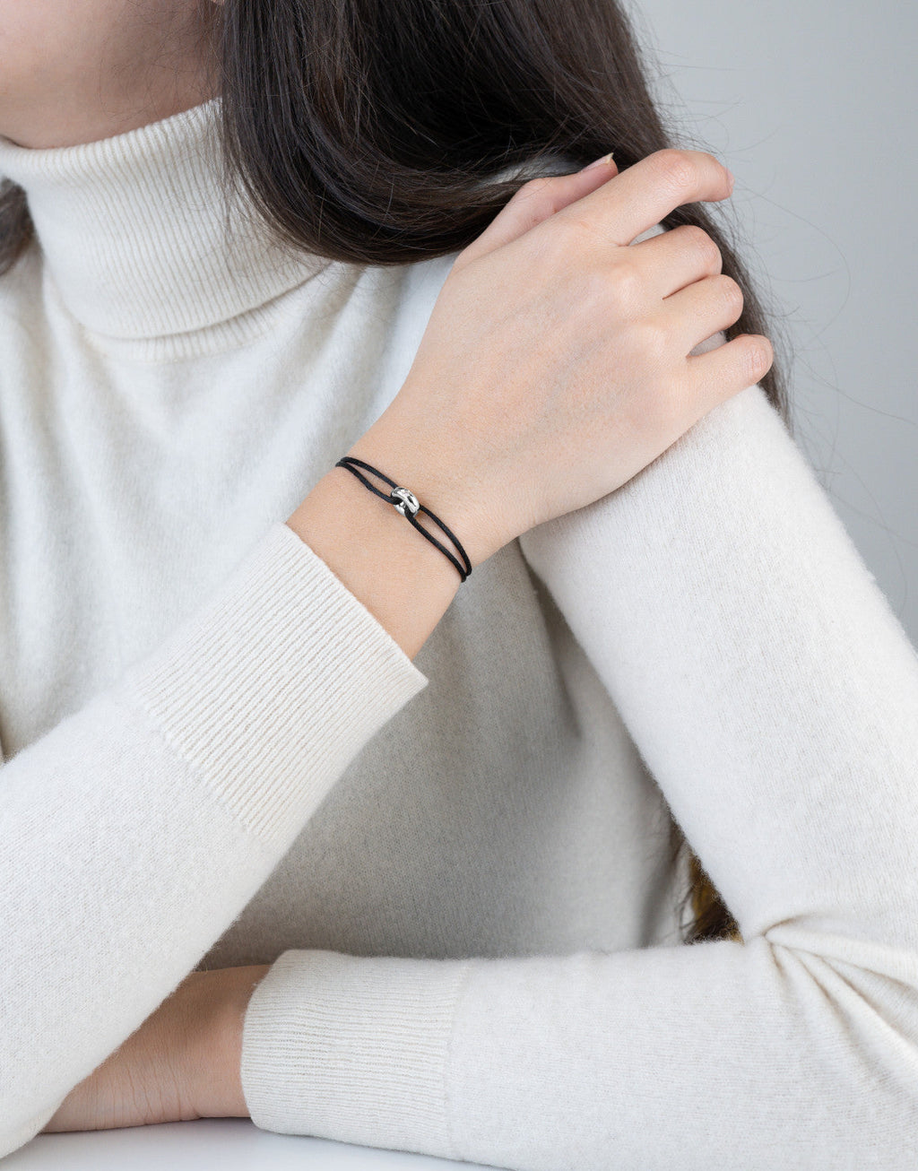 Mini Silver Diamond Cord Bracelet