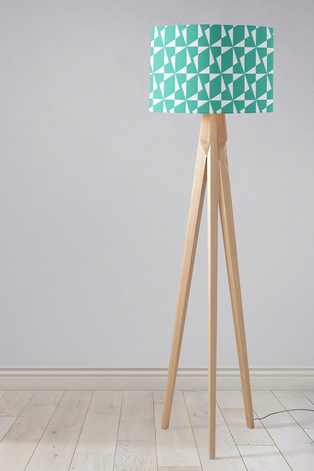 Turquoise and White Retro Geometric Lampshade for Ceiling or Table Lamp