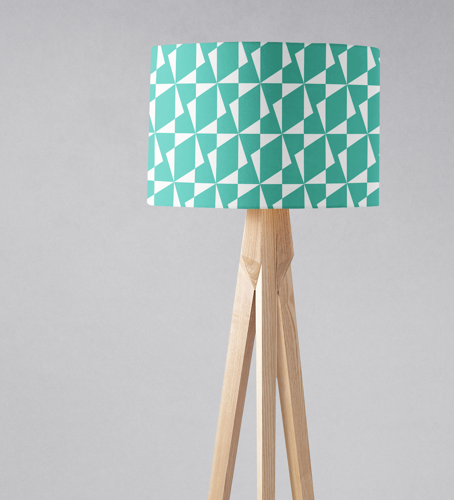 Turquoise and White Retro Geometric Lampshade for Ceiling or Table Lamp