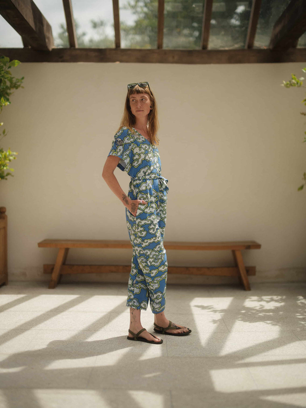 Blue Clouds Loose Fit Jumpsuit in Linen and EcoVera