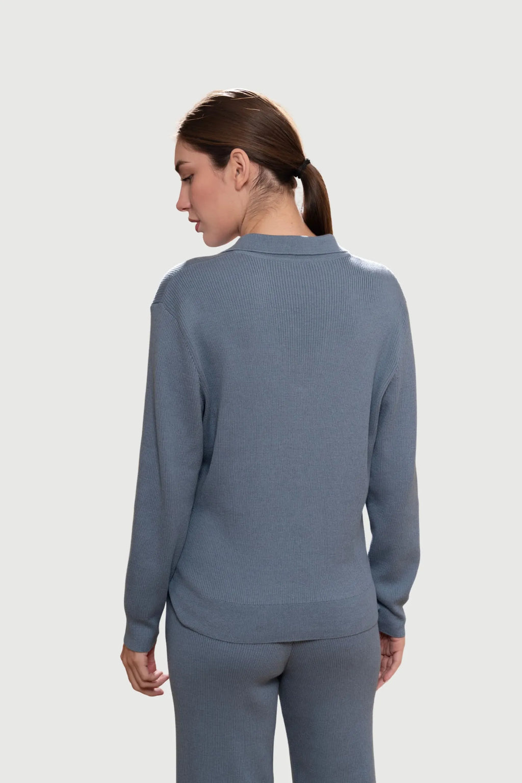 Ribbed Lounge Jumper in Pima Cotton and Baby Alpaca