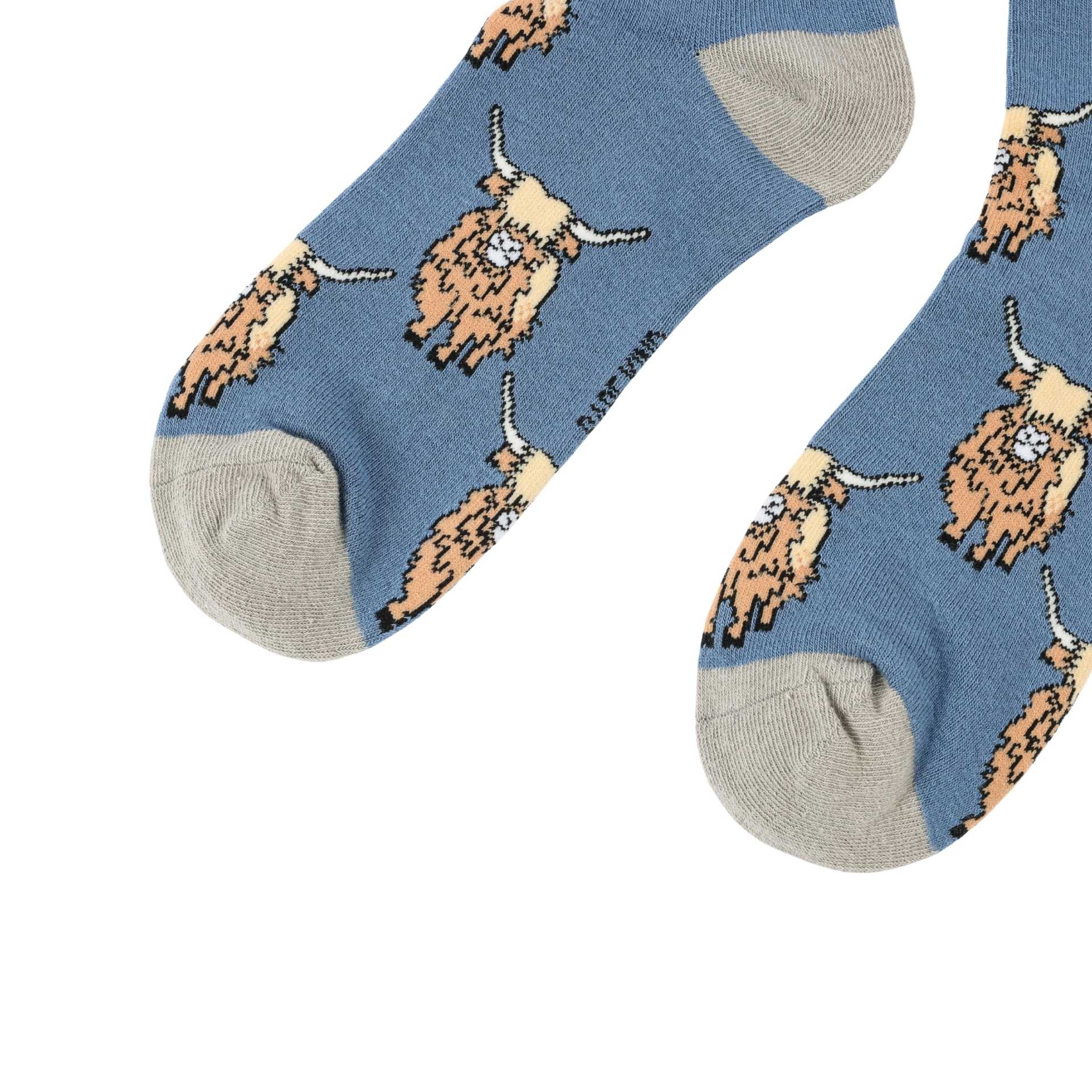 Highland Cow Bamboo Socks in Blue