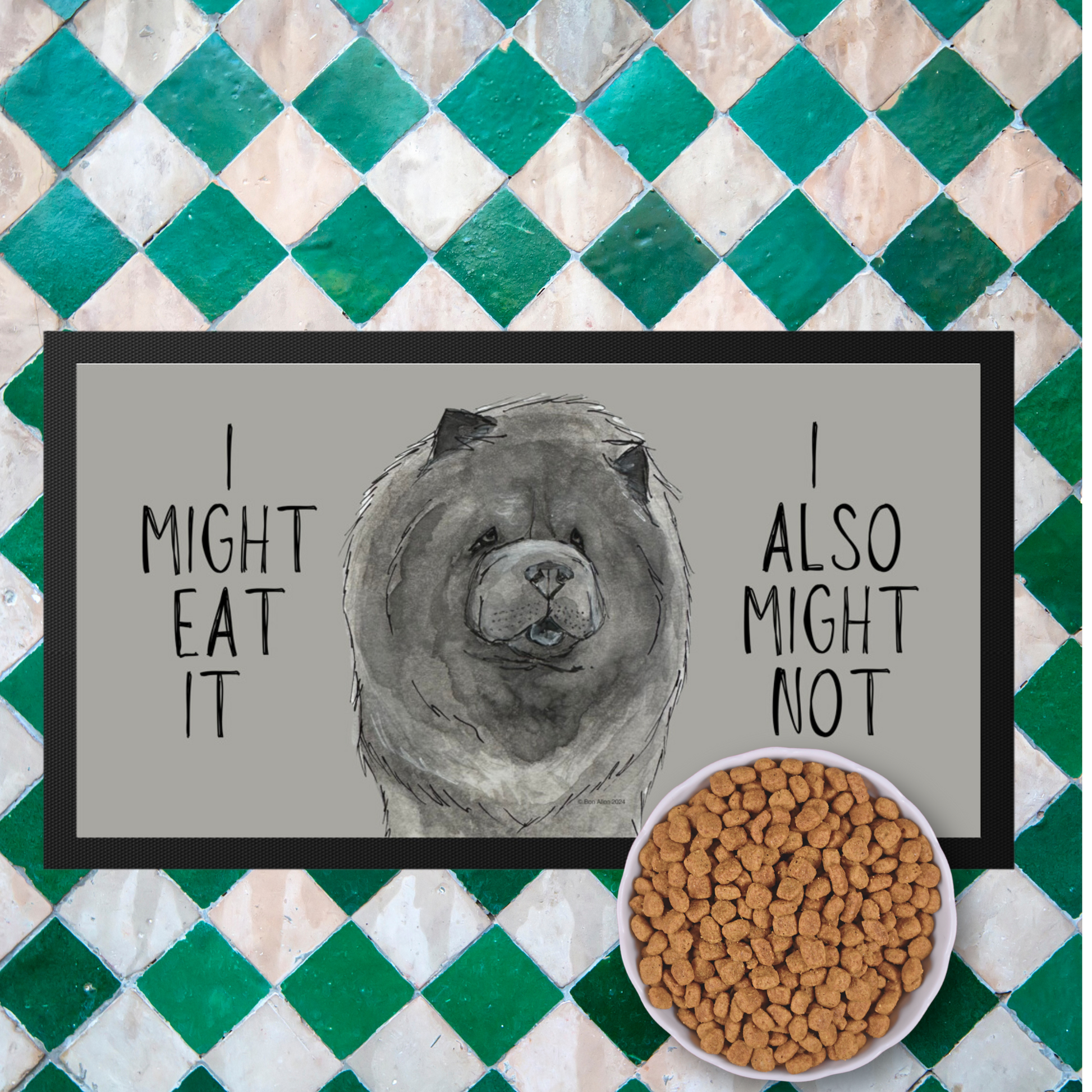 Blue Chow Chow Pet Bowl Mat