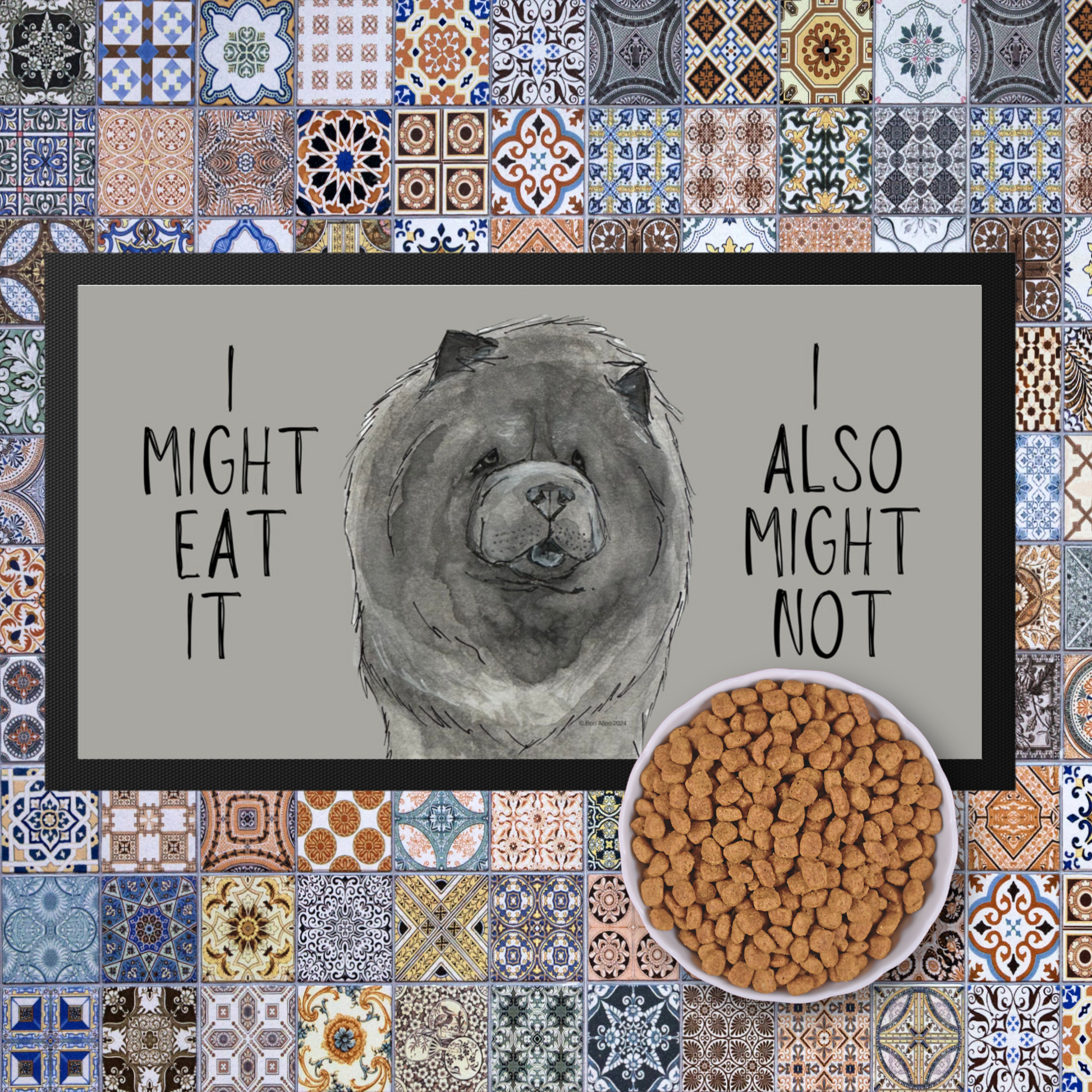 Blue Chow Chow Pet Bowl Mat