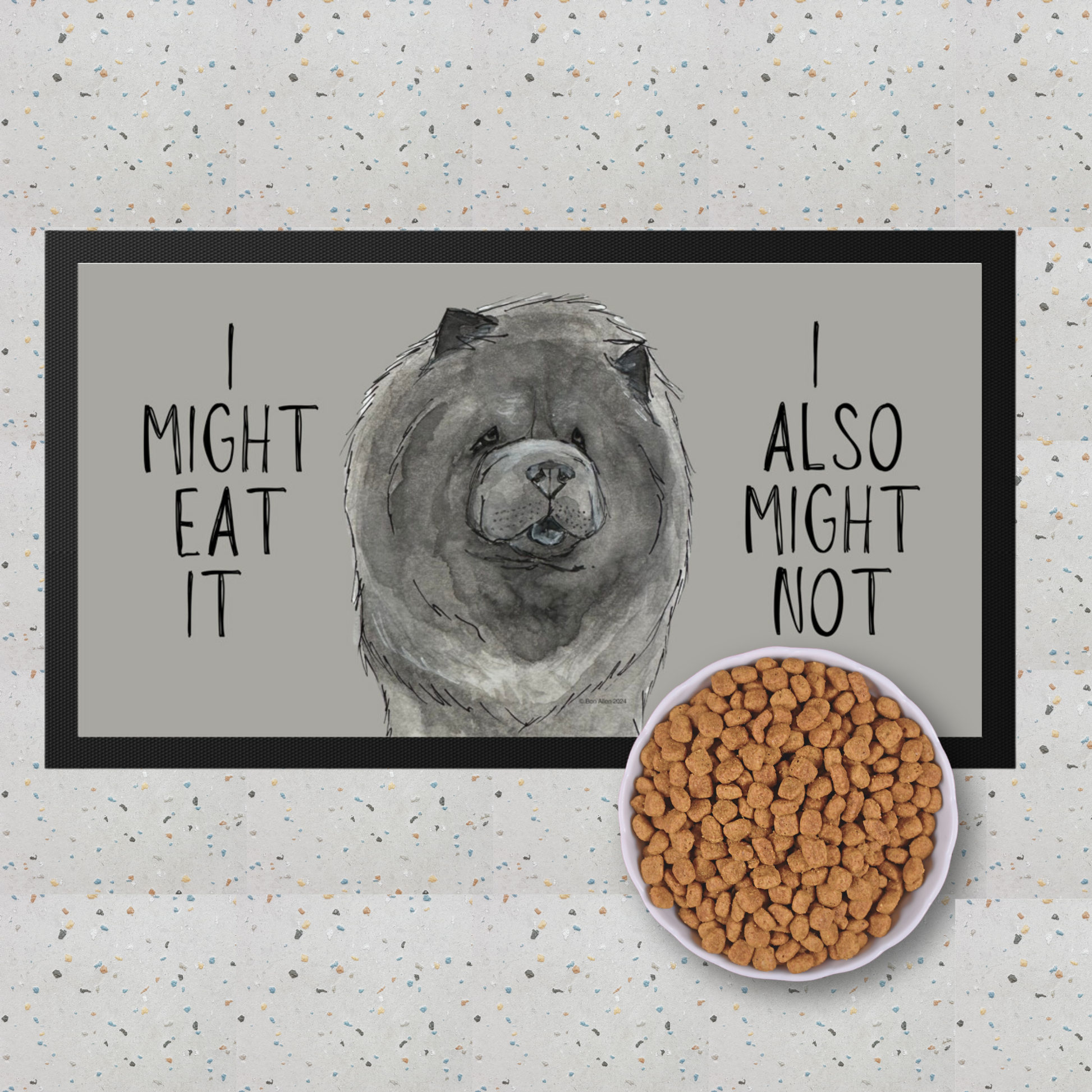 Blue Chow Chow Pet Bowl Mat