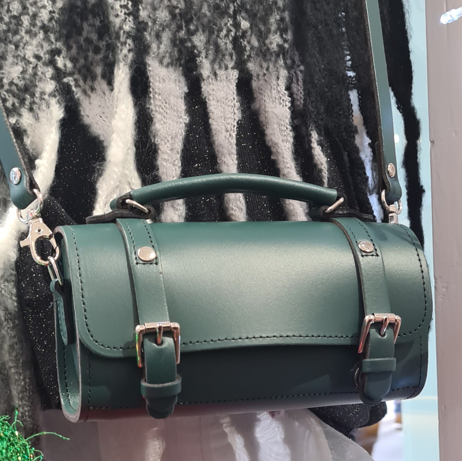 Handmade Leather Bowler Bag in Pine