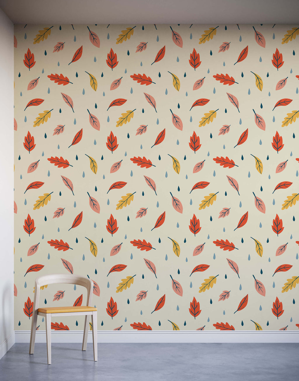 Breeze Illustrated Leaf Pattern Wallpaper for Kids